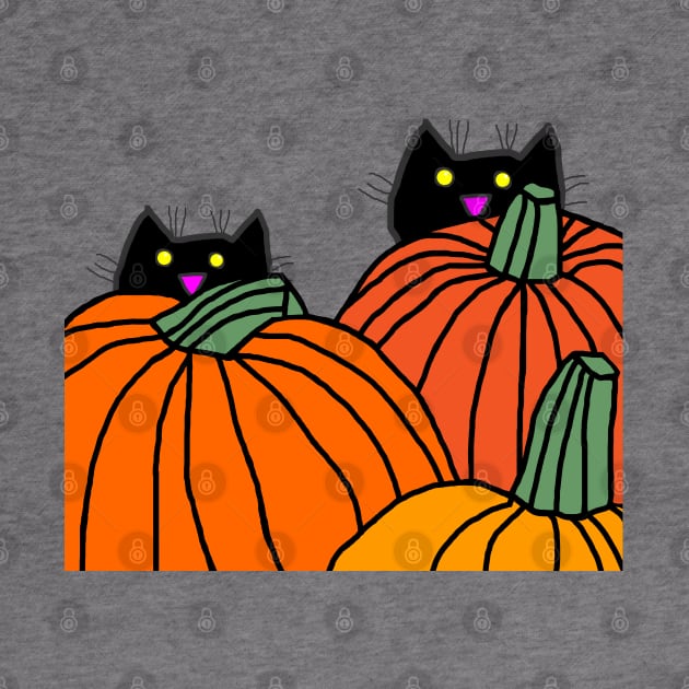 Two Cats in the Pumpkin Patch by ellenhenryart